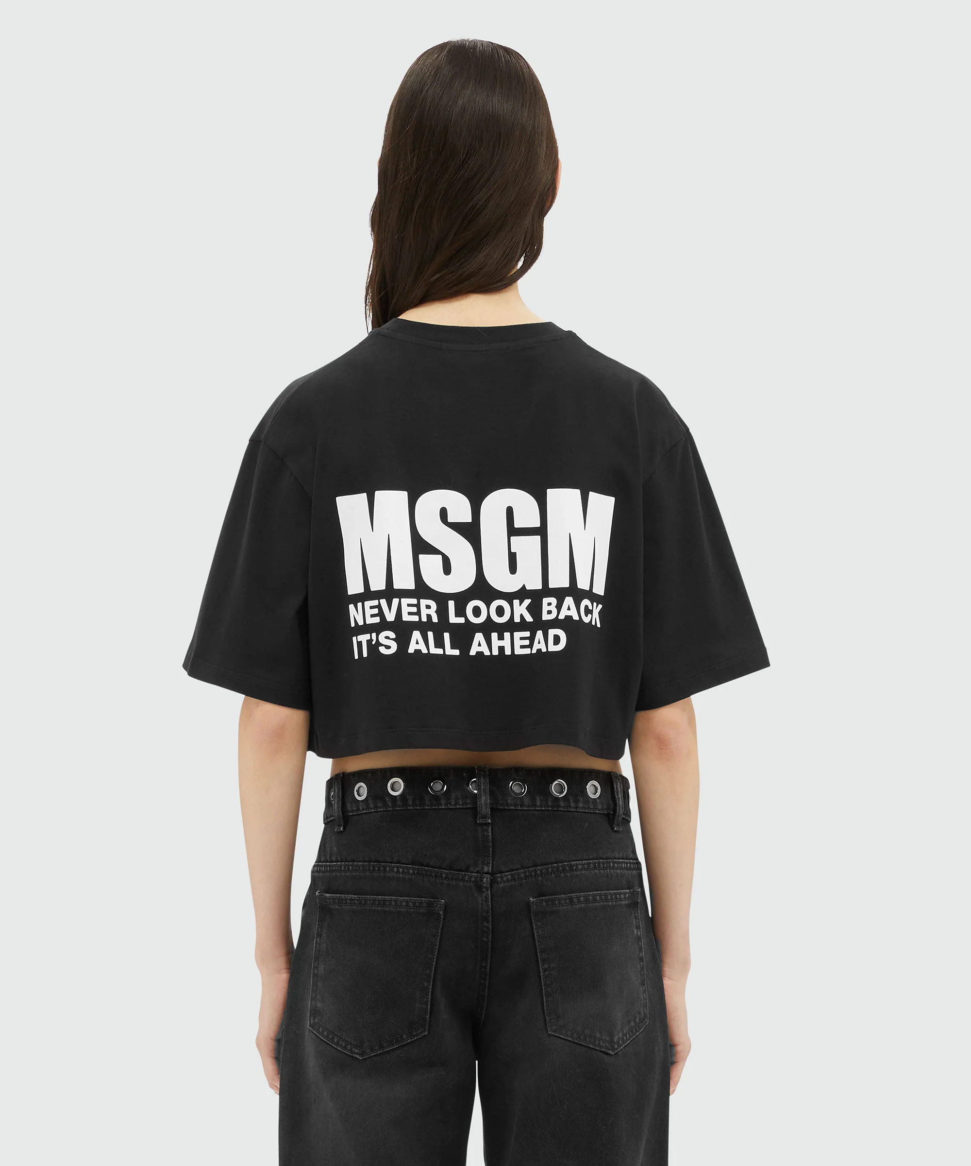 Black jersey crop-top T-shirt with Impact logo - Image 3