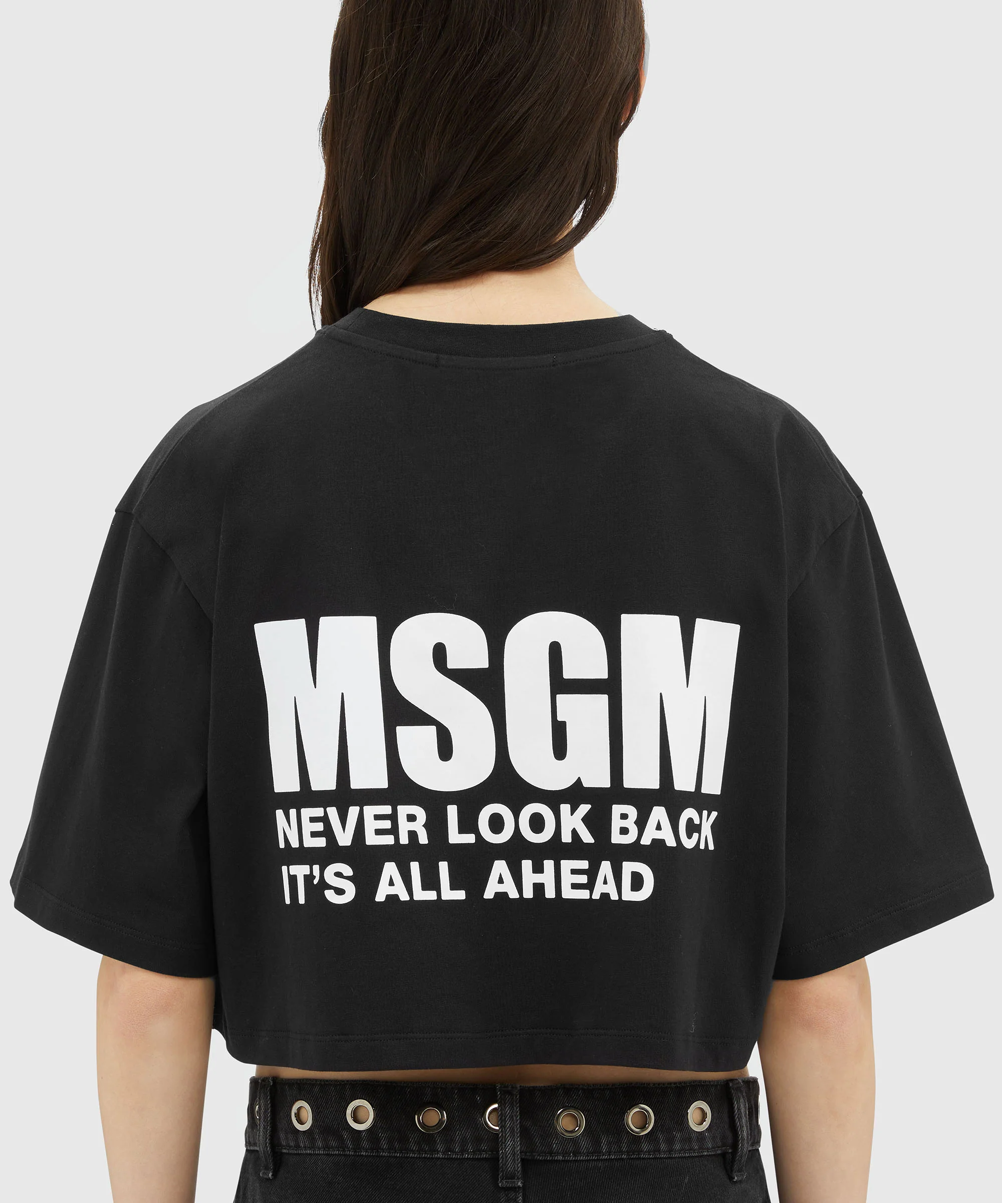 Black jersey crop-top T-shirt with Impact logo - Image 5