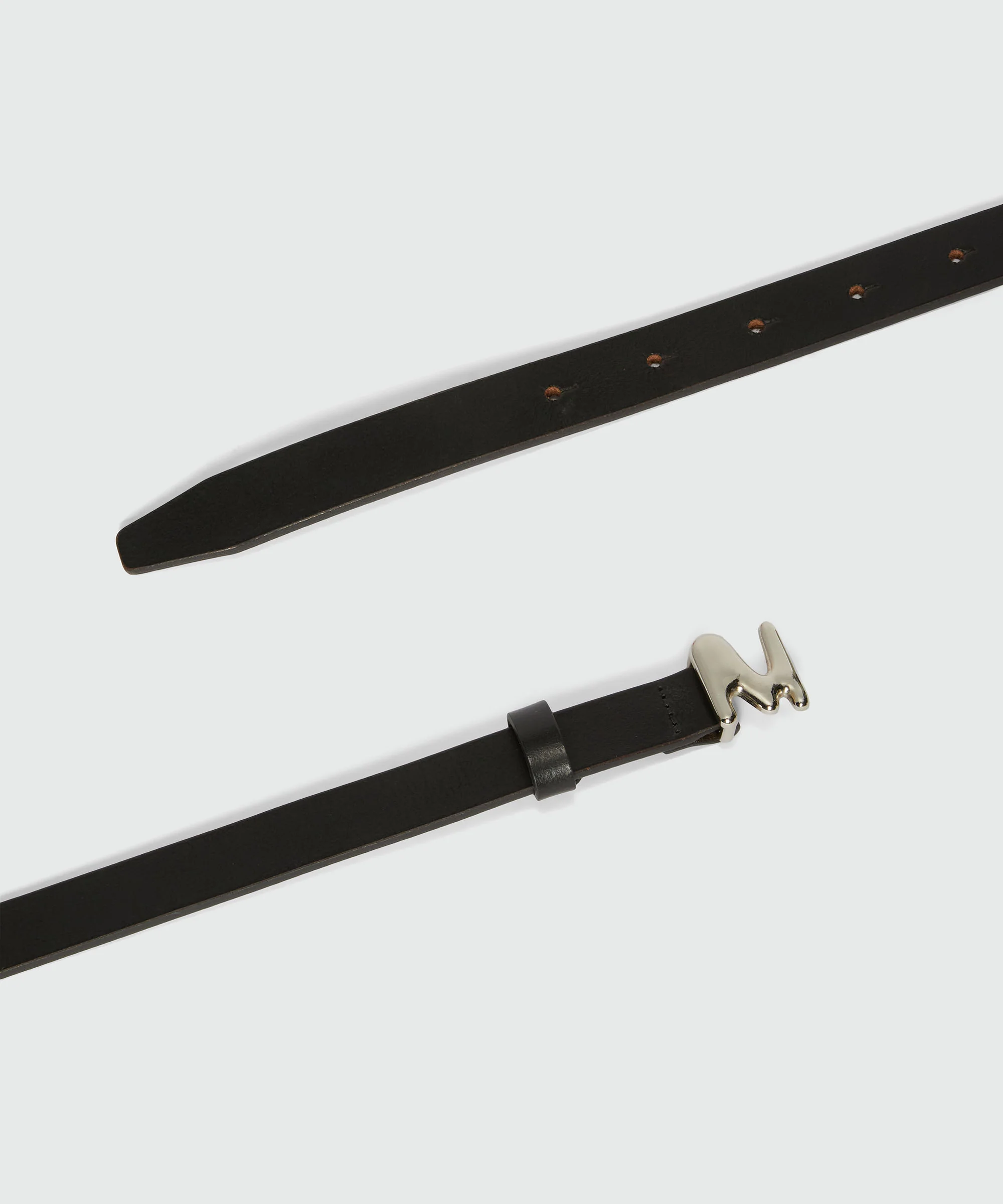 Black leather belt with silver "TheMwave" buckle - Image 3