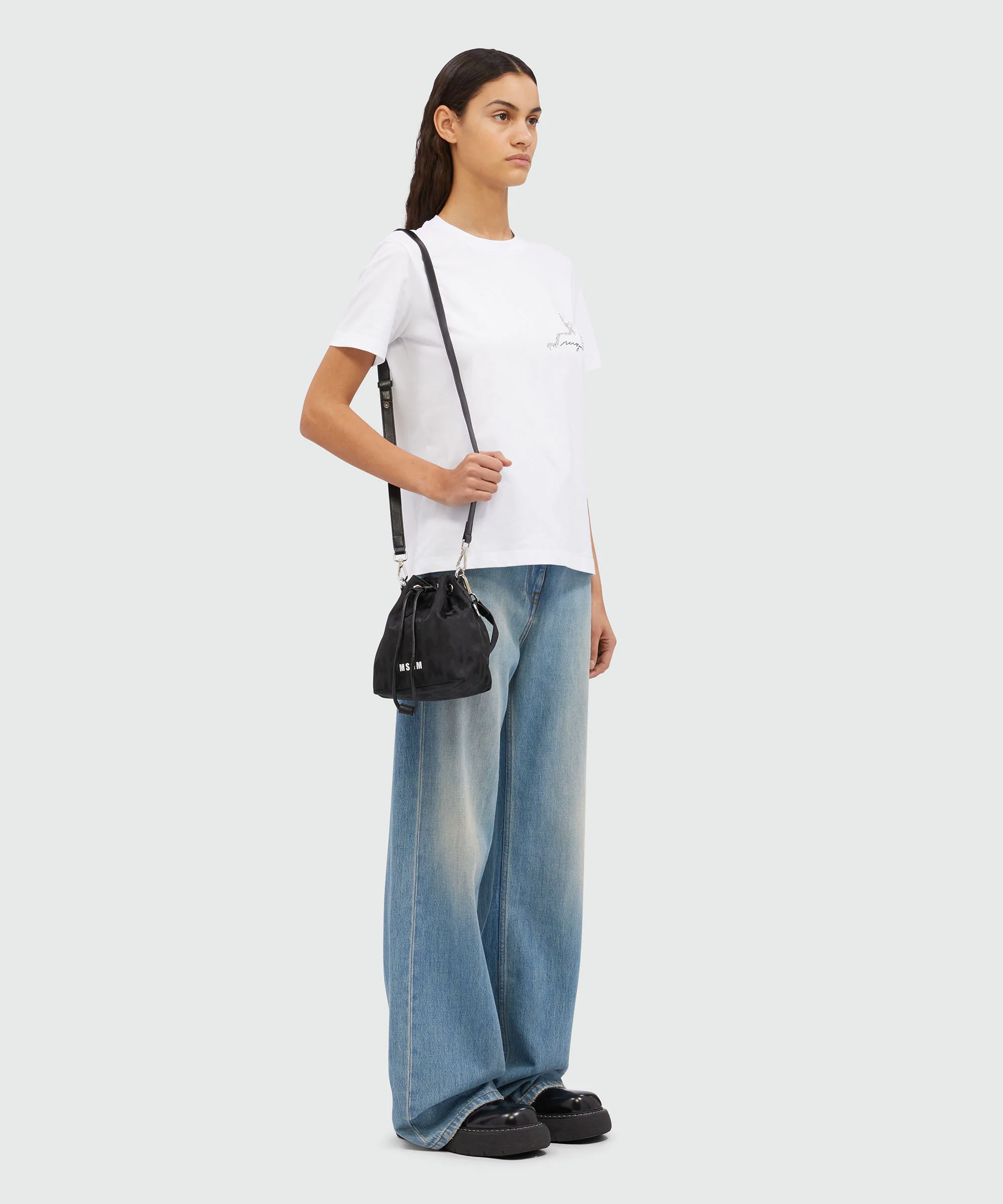 Bucket bag in black Mwave fabric - Image 6