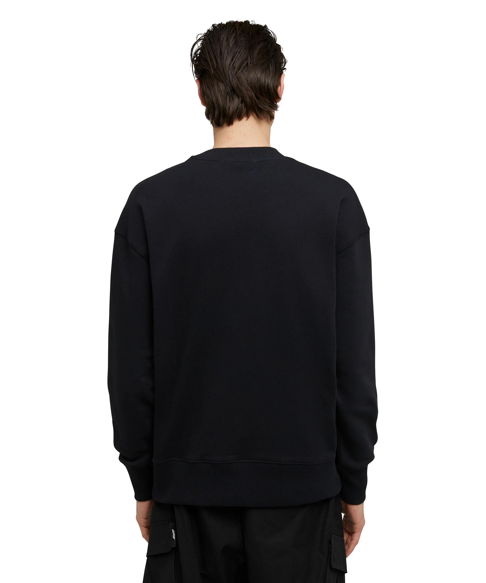 Cotton crewneck sweatshirt with brushed MSGM logo at the neckline - Image 3
