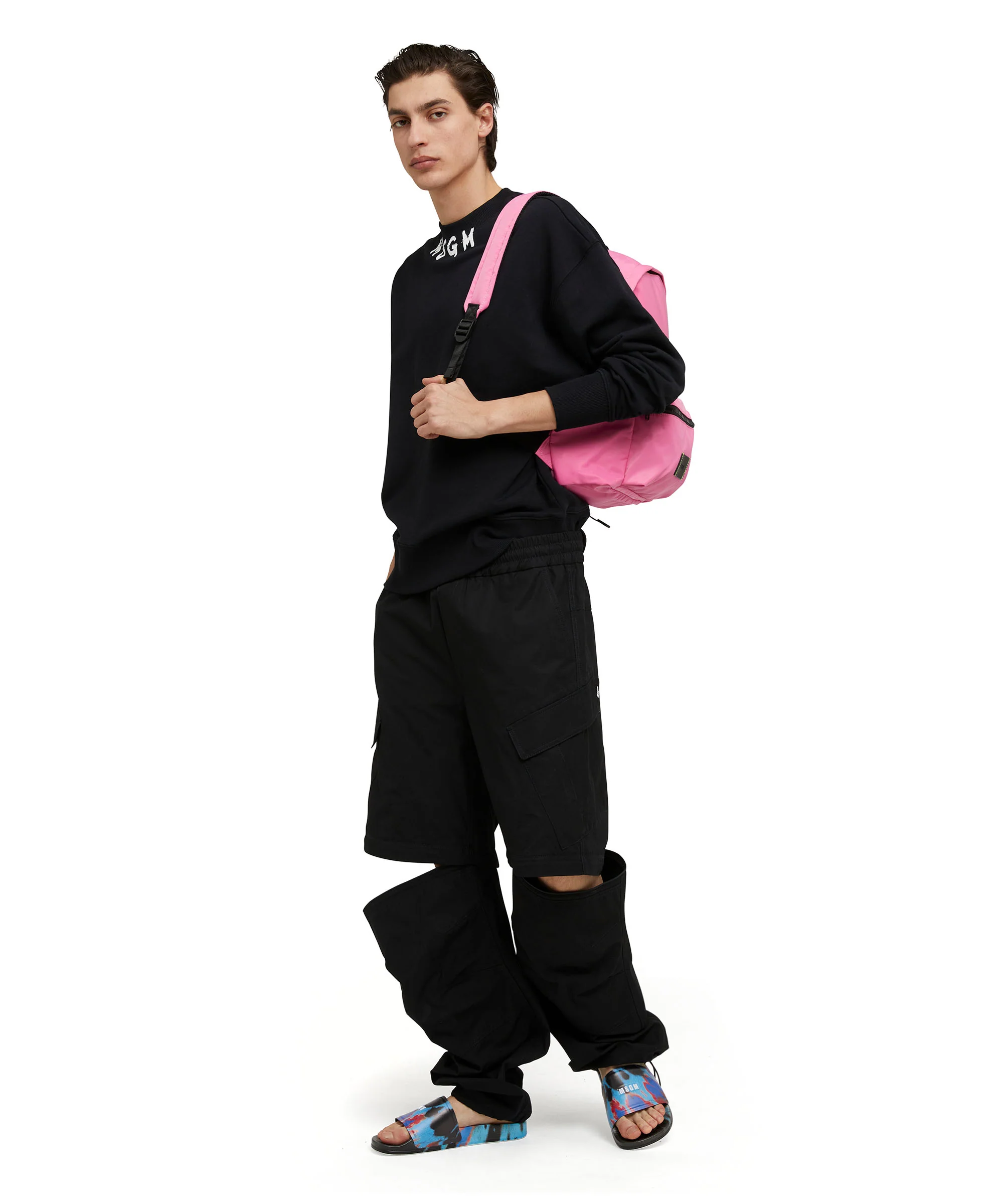 Cotton crewneck sweatshirt with brushed MSGM logo at the neckline - Image 5