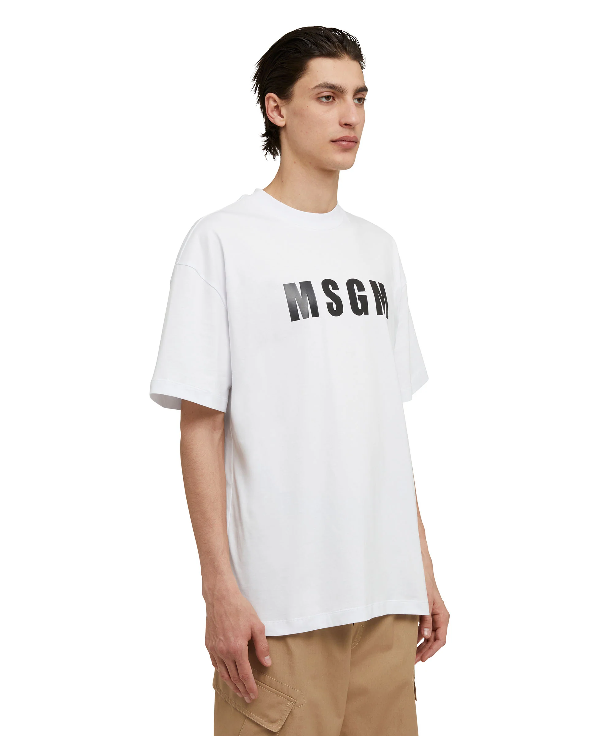 Cotton crewneck t-shirt with MSGM logo - Image 3