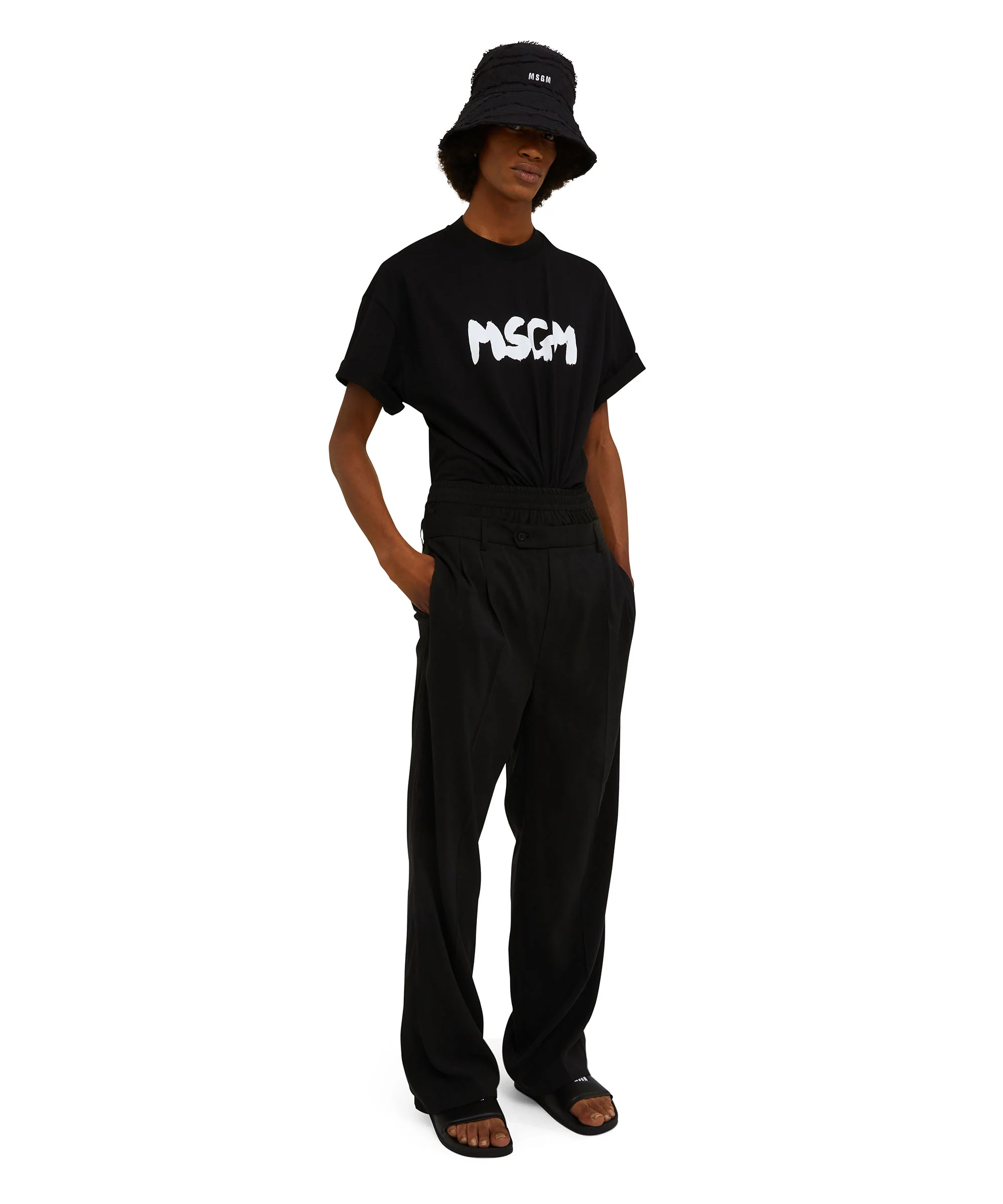 Cotton crewneck t-shirt with new brushed MSGM logo - Image 5