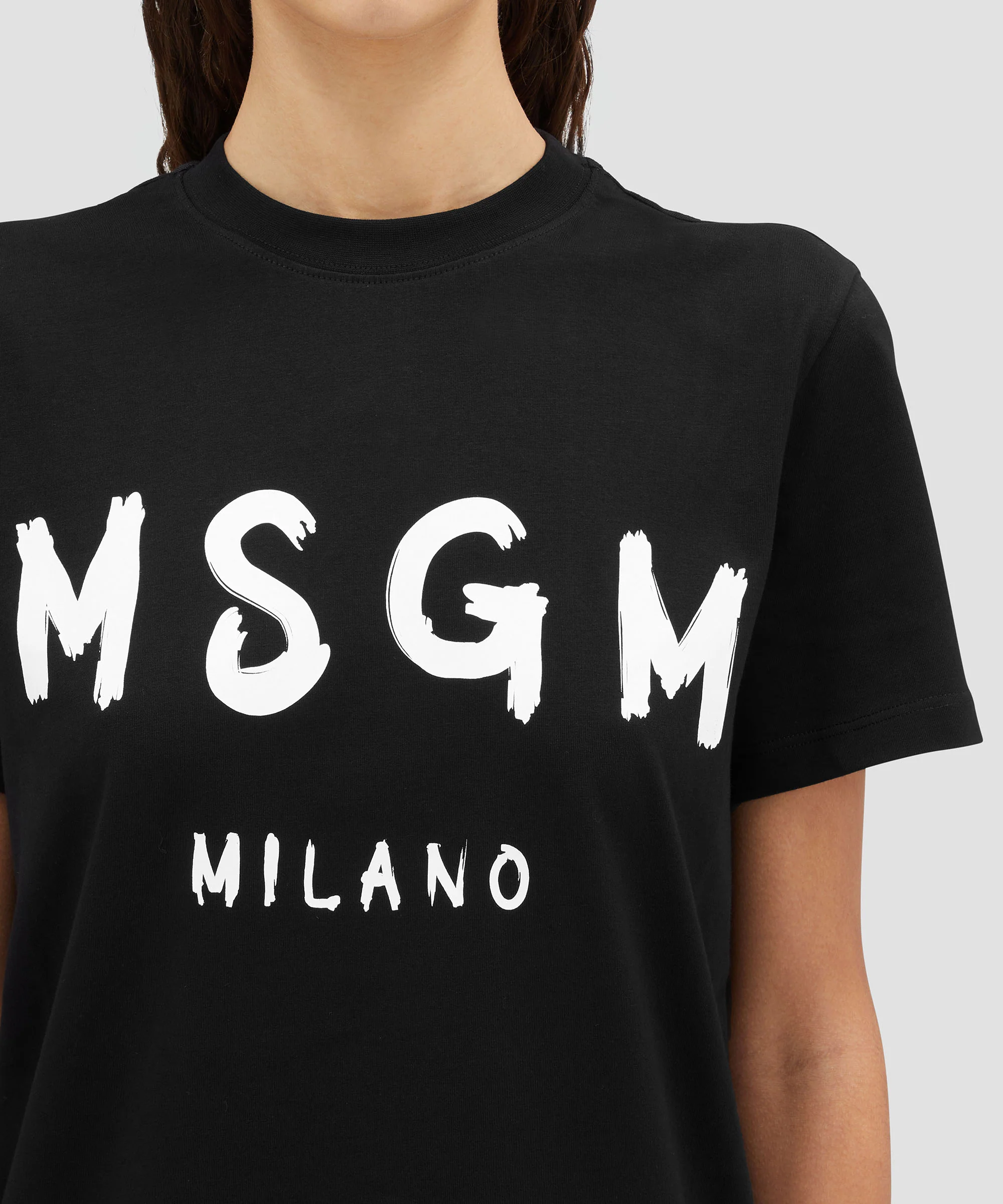 Cotton T-shirt in solid colour with logo - Image 5