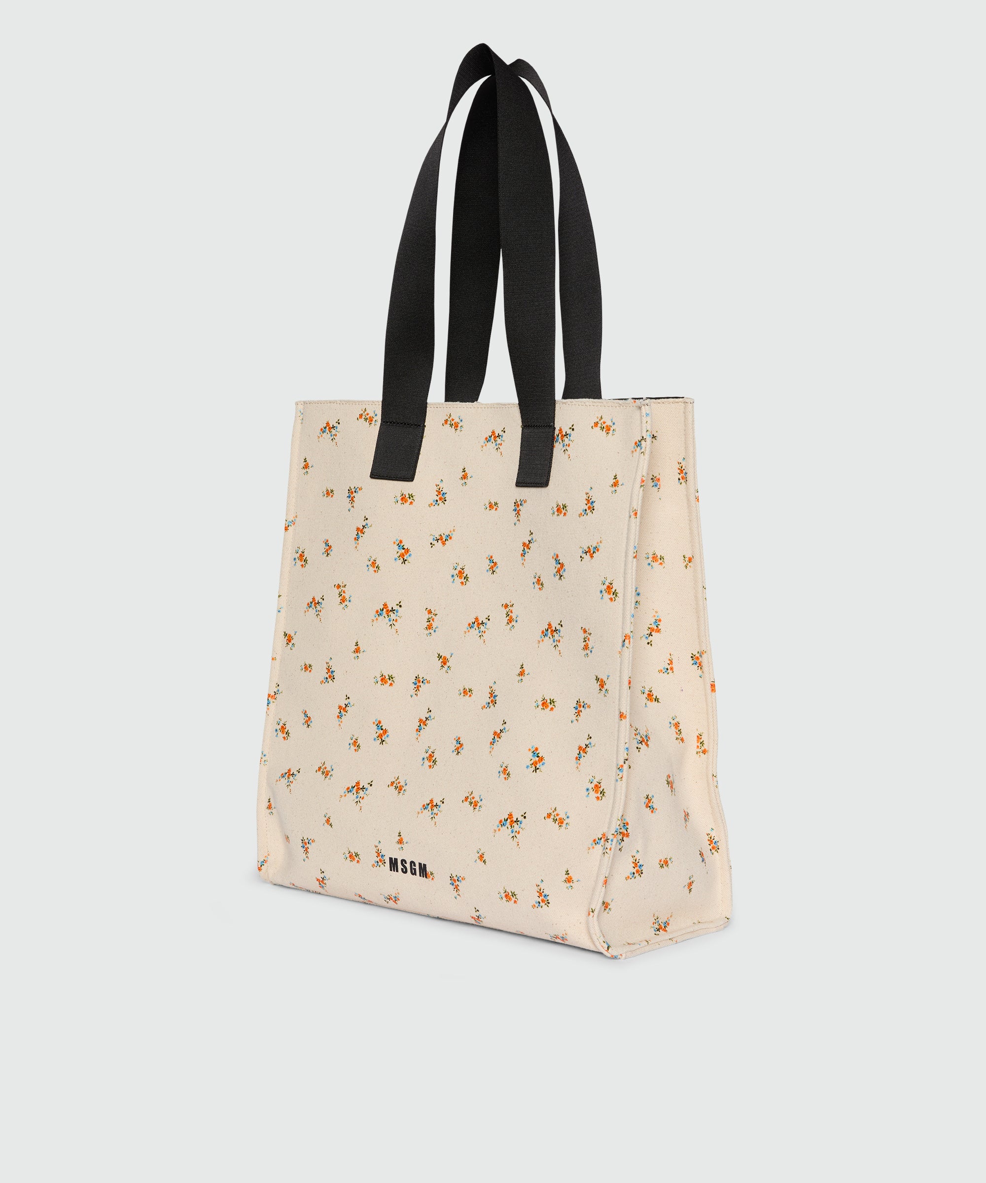 Ecru canvas tote with print and contrasting handles - Image 3