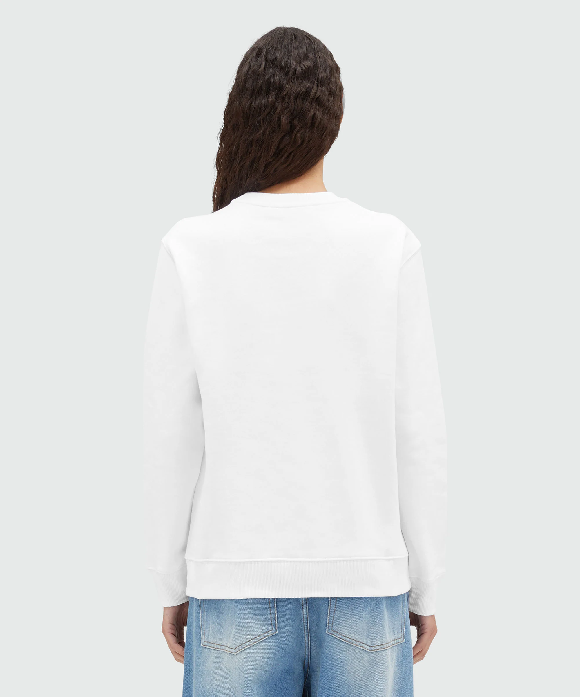White crew neck sweatshirt with box logo - Image 3