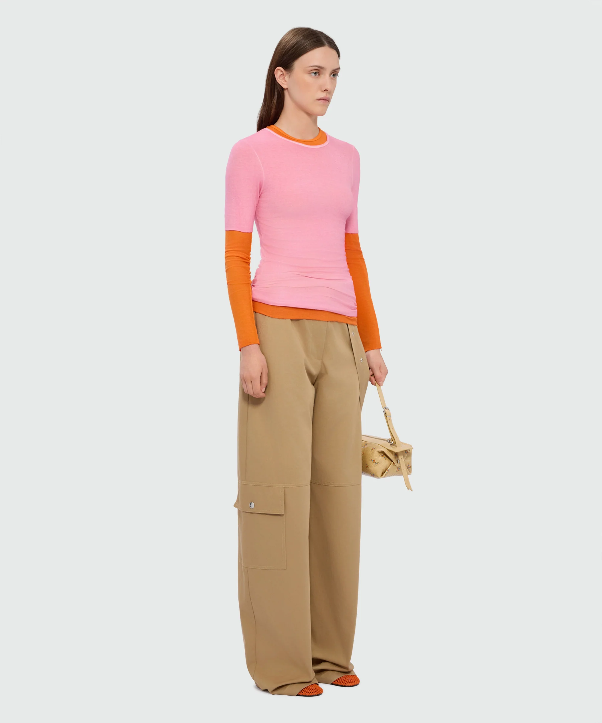 Orange long-sleeve viscose ribbed T-shirt - Image 4