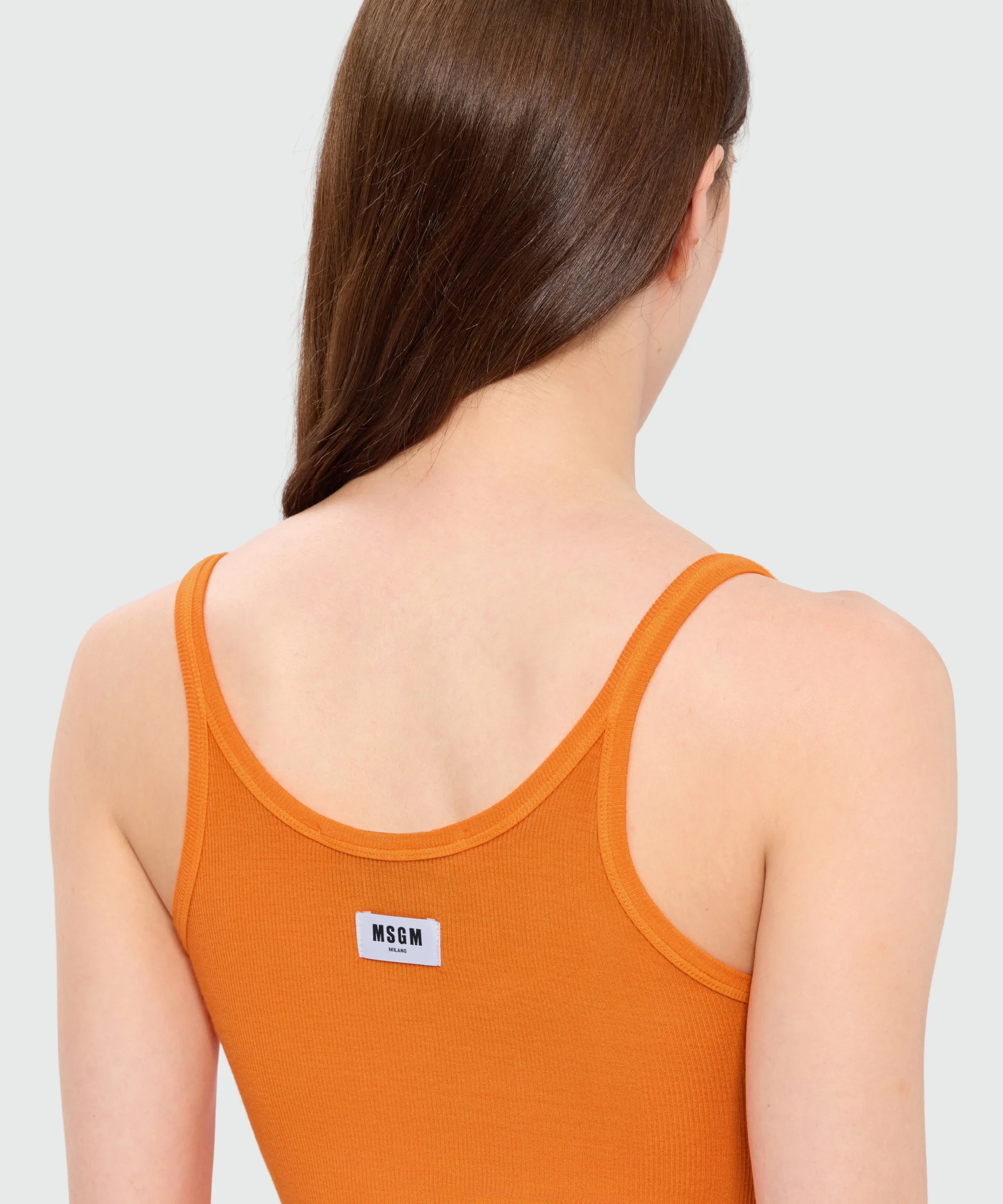 Orange ribbed viscose top - Image 5