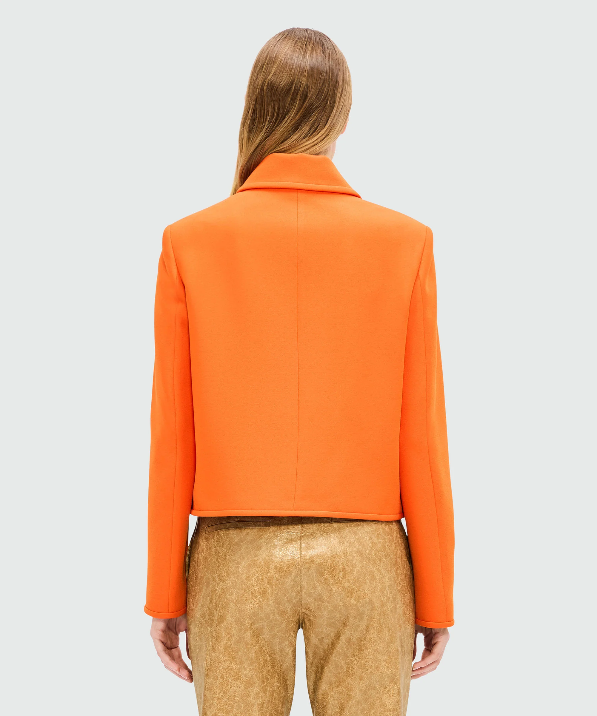 Orange single-breasted cady jacket with "TheMwave" detail - Image 3