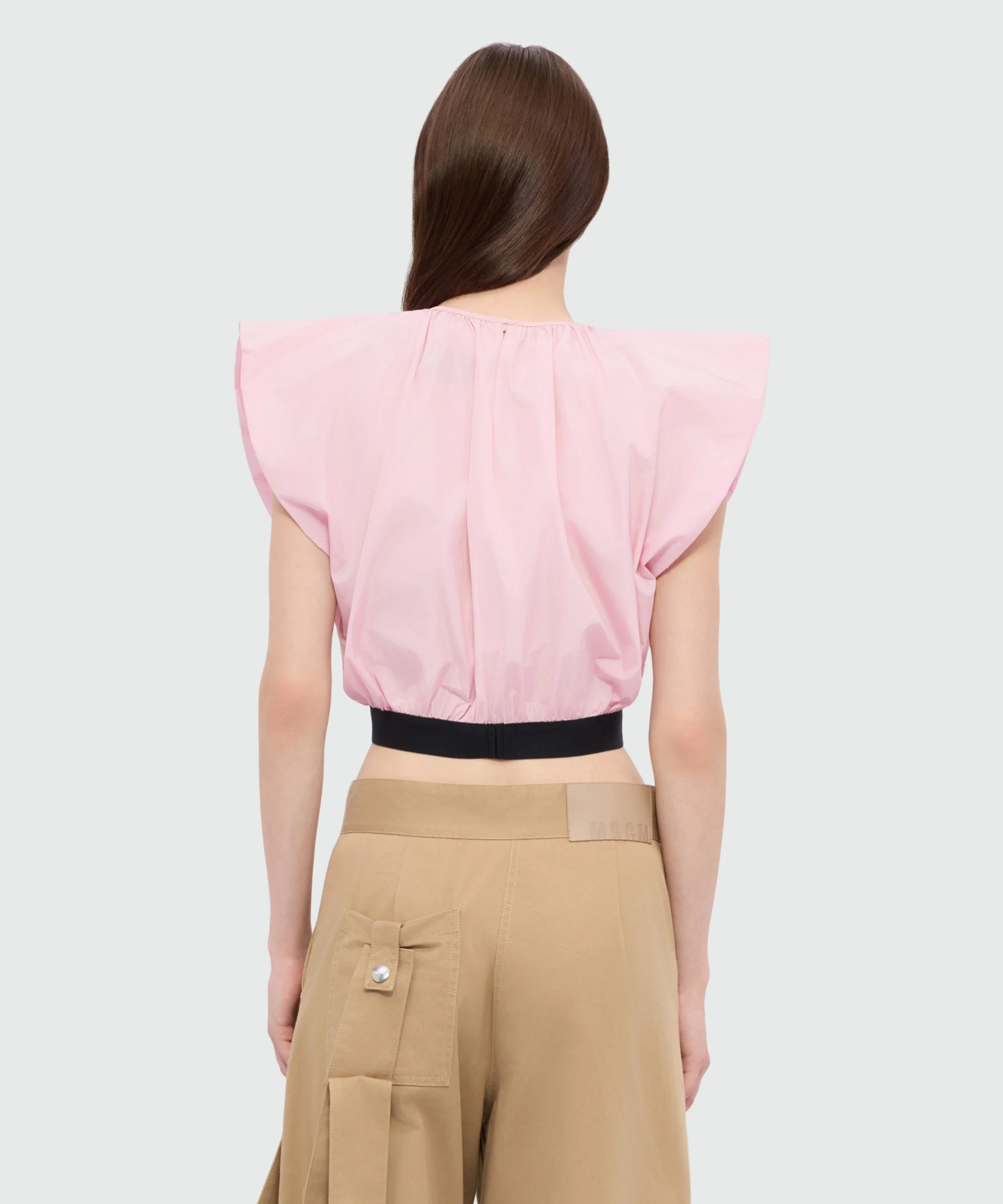 Pink cropped taffeta blouse - Image 3