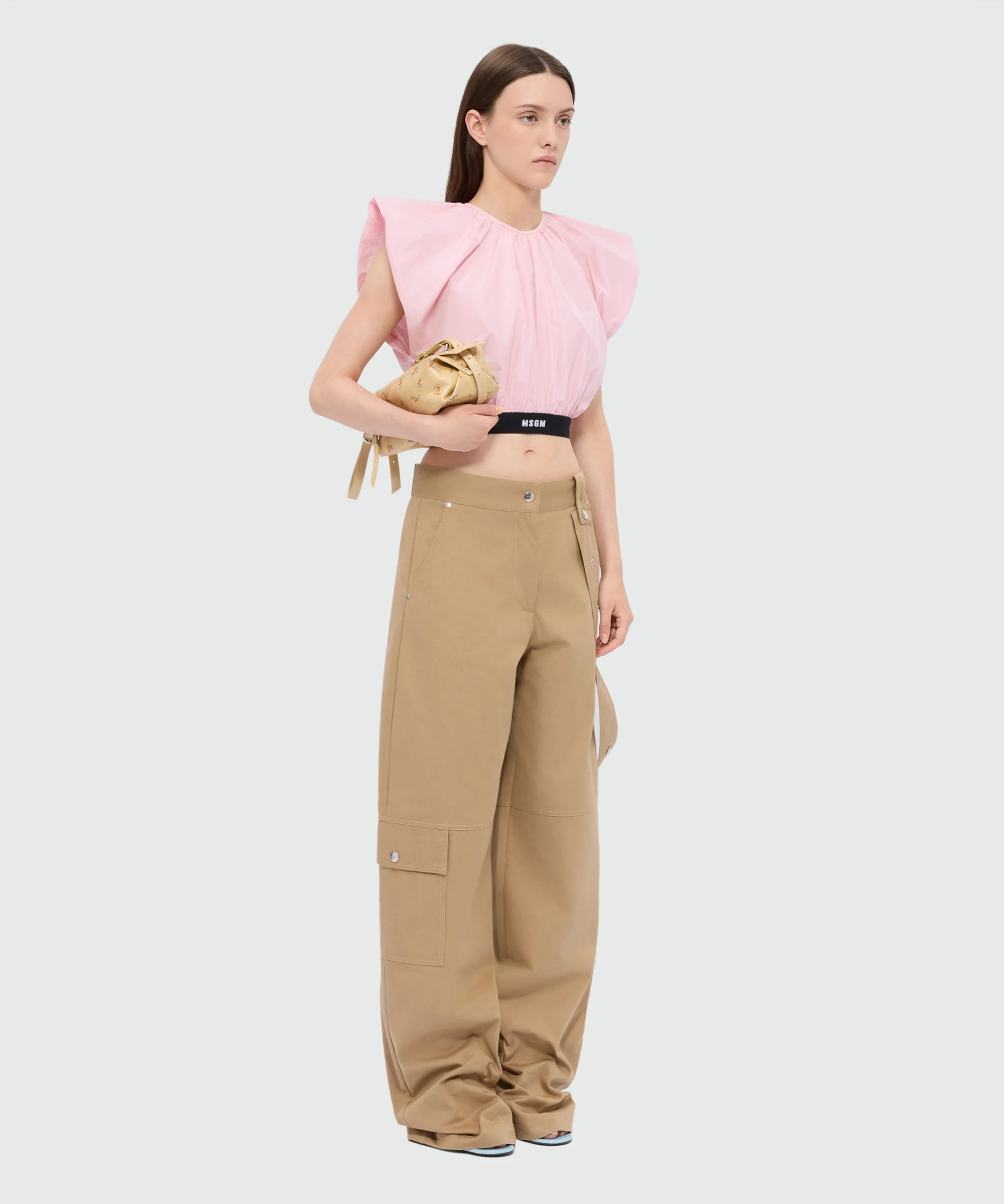 Pink cropped taffeta blouse - Image 4