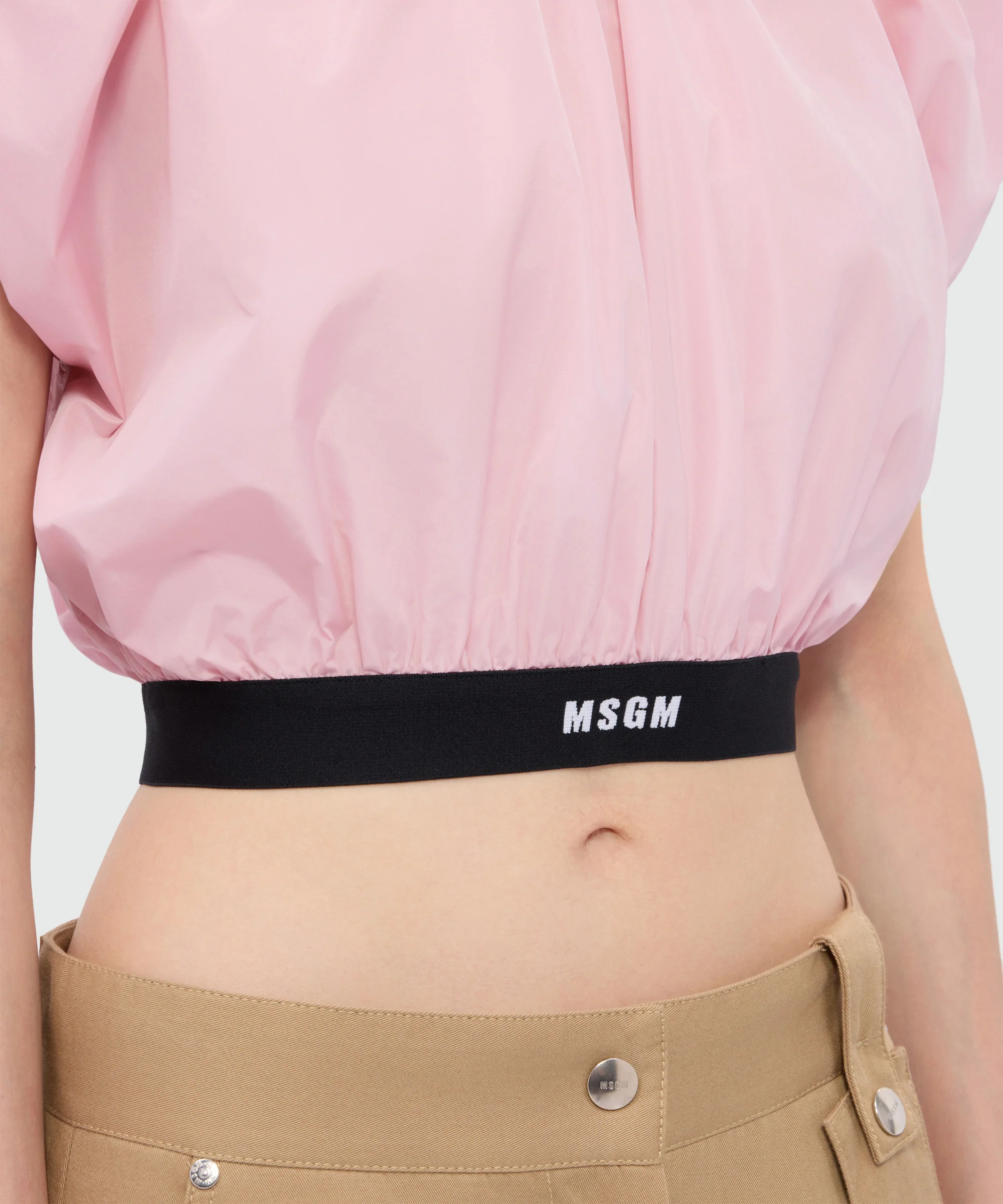 Pink cropped taffeta blouse - Image 5