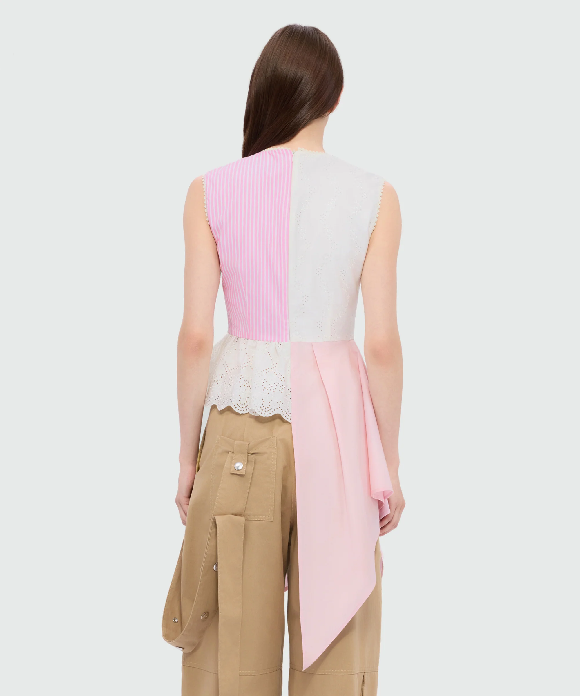Pink patchwork poplin and Sangallo top - Image 3