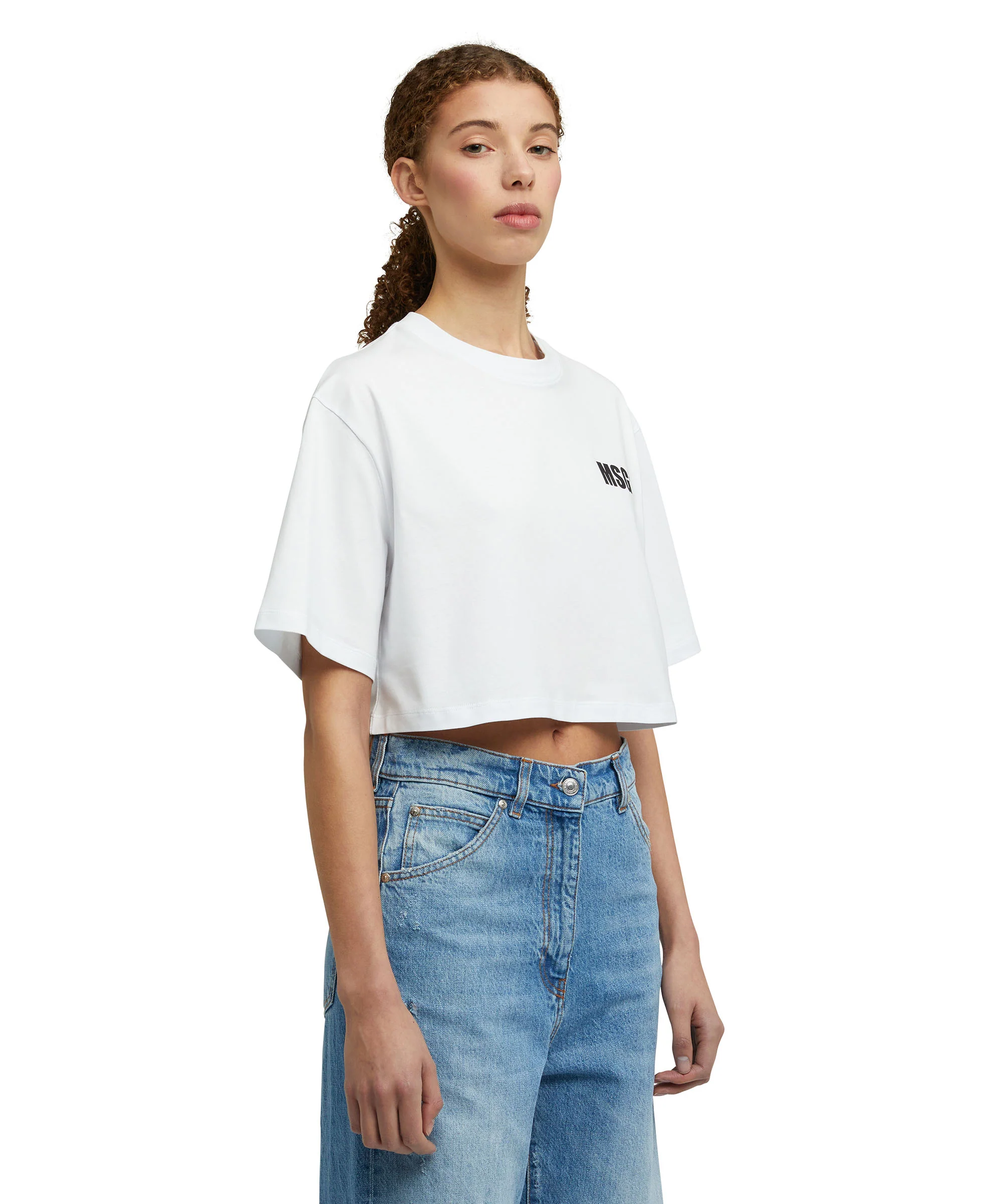 White jersey crop-top T-shirt with Impact logo - Image 3